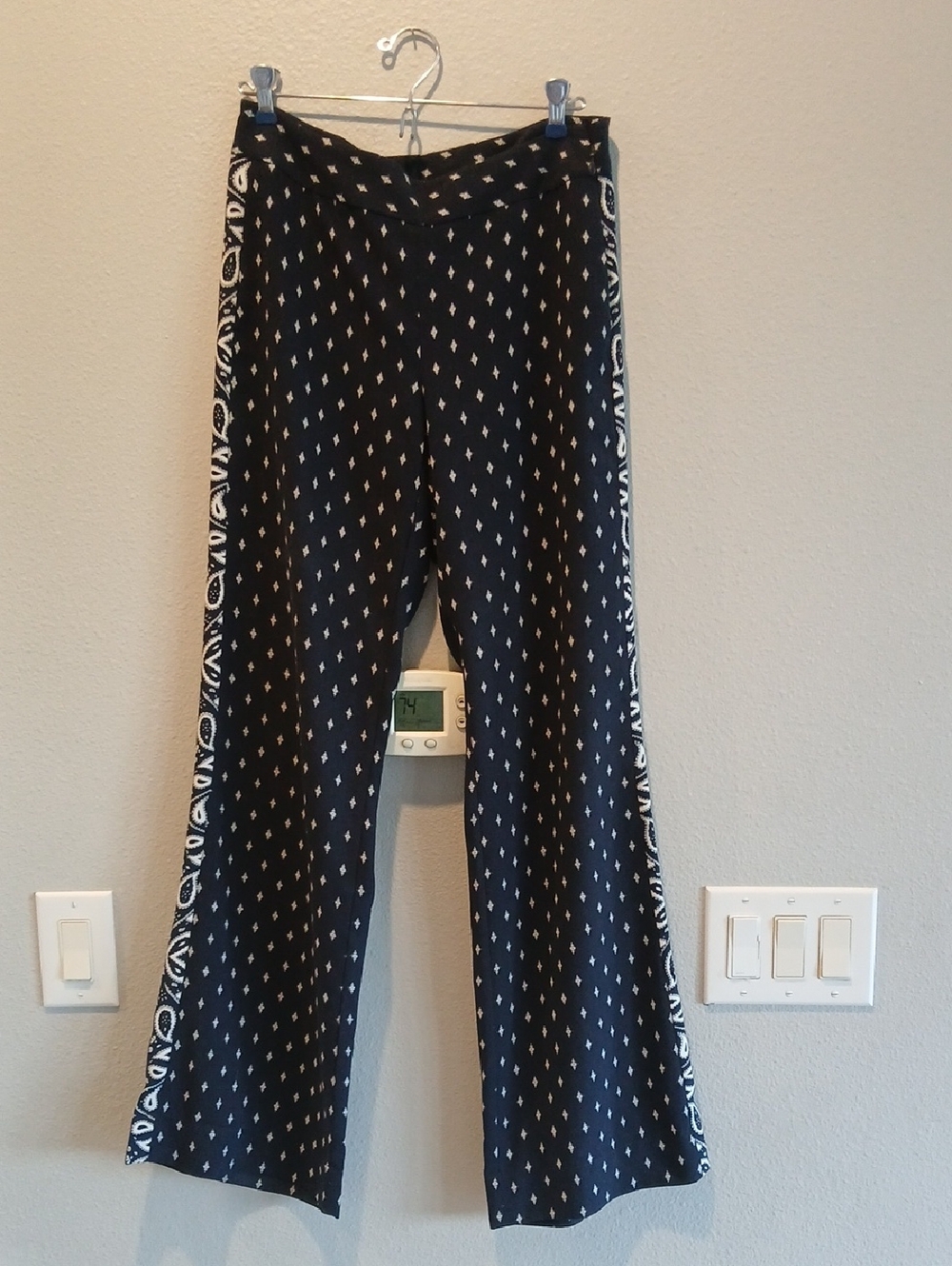 CAbi Black Pants with White Geometric Motif 2 Pasley